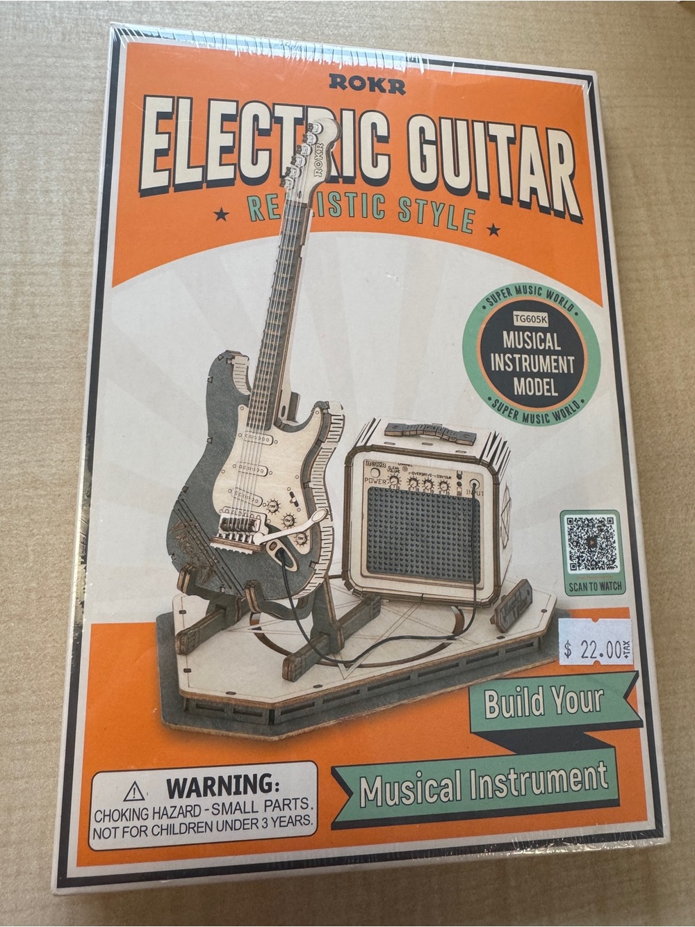 ROKR Electric Guitar 3D Wooden Puzzle Model TG605K New NIB